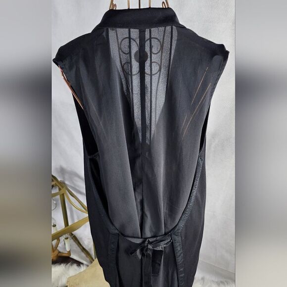 Patrizia Luca Milano Sheer Back Tie Back Sleeveless Notched Collar Long Vest - Picture 5 of 9